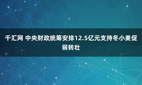千汇网 中央财政统筹安排12.5亿元支持冬小麦促弱转壮