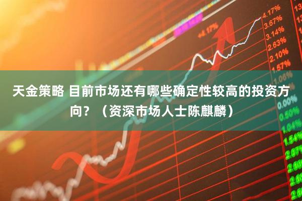 天金策略 目前市场还有哪些确定性较高的投资方向？（资深市场人士陈麒麟）
