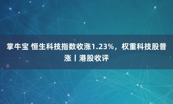 掌牛宝 恒生科技指数收涨1.23%,权重科技股普涨丨港股收评